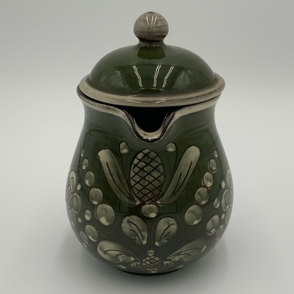 Vintage Signed Kohler Folk Art Pottery Pitcher, Floral - Picture 1 of 9